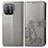 Custodia Portafoglio In Pelle Fiori Cover con Supporto per Xiaomi Mi 11 Pro 5G Grigio