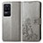 Custodia Portafoglio In Pelle Fiori Cover con Supporto per Xiaomi Poco F4 5G Grigio