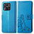 Custodia Portafoglio In Pelle Fiori Cover con Supporto per Xiaomi Redmi 10 India Blu