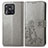 Custodia Portafoglio In Pelle Fiori Cover con Supporto per Xiaomi Redmi 10 India Grigio