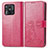 Custodia Portafoglio In Pelle Fiori Cover con Supporto per Xiaomi Redmi 10 India Rosso