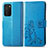 Custodia Portafoglio In Pelle Fiori Cover con Supporto S01D per Samsung Galaxy M02s Blu