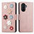 Custodia Portafoglio In Pelle Fiori Cover con Supporto S02D per Huawei Enjoy 50