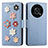 Custodia Portafoglio In Pelle Fiori Cover con Supporto S02D per Huawei Enjoy 50 Pro Blu