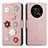 Custodia Portafoglio In Pelle Fiori Cover con Supporto S02D per Huawei Enjoy 50 Pro Oro Rosa