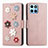 Custodia Portafoglio In Pelle Fiori Cover con Supporto S02D per Huawei Honor X6S Oro Rosa