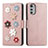 Custodia Portafoglio In Pelle Fiori Cover con Supporto S02D per Motorola Moto E32s