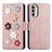 Custodia Portafoglio In Pelle Fiori Cover con Supporto S02D per Motorola MOTO G52