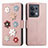 Custodia Portafoglio In Pelle Fiori Cover con Supporto S02D per Oppo Reno8 5G