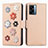 Custodia Portafoglio In Pelle Fiori Cover con Supporto S02D per Realme Q5i 5G Khaki