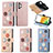 Custodia Portafoglio In Pelle Fiori Cover con Supporto S02D per Samsung Galaxy A13 4G