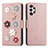 Custodia Portafoglio In Pelle Fiori Cover con Supporto S02D per Samsung Galaxy A13 4G Oro Rosa