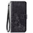 Custodia Portafoglio In Pelle Fiori Cover con Supporto S02D per Samsung Galaxy A20 Nero