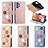 Custodia Portafoglio In Pelle Fiori Cover con Supporto S02D per Samsung Galaxy A32 4G