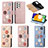 Custodia Portafoglio In Pelle Fiori Cover con Supporto S02D per Samsung Galaxy A52 5G