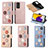 Custodia Portafoglio In Pelle Fiori Cover con Supporto S02D per Samsung Galaxy A72 4G