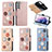 Custodia Portafoglio In Pelle Fiori Cover con Supporto S02D per Samsung Galaxy S23 Plus 5G