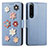 Custodia Portafoglio In Pelle Fiori Cover con Supporto S02D per Sony Xperia 1 IV