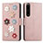 Custodia Portafoglio In Pelle Fiori Cover con Supporto S02D per Sony Xperia 1 IV