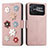 Custodia Portafoglio In Pelle Fiori Cover con Supporto S02D per Xiaomi Poco C40 Oro Rosa