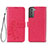 Custodia Portafoglio In Pelle Fiori Cover con Supporto S03D per Samsung Galaxy S22 Plus 5G Rosso