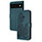 Custodia Portafoglio In Pelle Fiori Cover con Supporto Y01X per Google Pixel 6 5G Verde