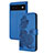 Custodia Portafoglio In Pelle Fiori Cover con Supporto Y01X per Google Pixel 6 Pro 5G Blu