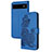 Custodia Portafoglio In Pelle Fiori Cover con Supporto Y01X per Google Pixel 6a 5G Blu
