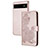 Custodia Portafoglio In Pelle Fiori Cover con Supporto Y01X per Google Pixel 6a 5G Oro Rosa
