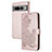 Custodia Portafoglio In Pelle Fiori Cover con Supporto Y01X per Google Pixel 7 Pro 5G Oro Rosa