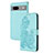 Custodia Portafoglio In Pelle Fiori Cover con Supporto Y01X per Google Pixel 7a 5G Azzurro