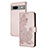 Custodia Portafoglio In Pelle Fiori Cover con Supporto Y01X per Google Pixel 7a 5G Oro Rosa