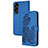 Custodia Portafoglio In Pelle Fiori Cover con Supporto Y01X per Huawei Honor 90 Lite 5G Blu