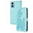 Custodia Portafoglio In Pelle Fiori Cover con Supporto Y01X per Motorola Moto E22 Azzurro