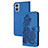 Custodia Portafoglio In Pelle Fiori Cover con Supporto Y01X per Motorola Moto E22 Blu