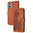 Custodia Portafoglio In Pelle Fiori Cover con Supporto Y01X per Motorola Moto E22i Marrone