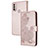 Custodia Portafoglio In Pelle Fiori Cover con Supporto Y01X per Motorola Moto E40 Oro Rosa
