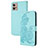 Custodia Portafoglio In Pelle Fiori Cover con Supporto Y01X per Motorola Moto G32 Azzurro