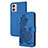 Custodia Portafoglio In Pelle Fiori Cover con Supporto Y01X per Motorola Moto G53 5G Blu