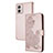 Custodia Portafoglio In Pelle Fiori Cover con Supporto Y01X per Motorola Moto G53j 5G Oro Rosa