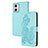 Custodia Portafoglio In Pelle Fiori Cover con Supporto Y01X per Motorola Moto G73 5G Azzurro