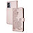 Custodia Portafoglio In Pelle Fiori Cover con Supporto Y01X per OnePlus Nord N300 5G Oro Rosa