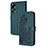 Custodia Portafoglio In Pelle Fiori Cover con Supporto Y01X per Oppo A18 Verde