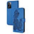 Custodia Portafoglio In Pelle Fiori Cover con Supporto Y01X per Oppo A77s Blu