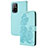 Custodia Portafoglio In Pelle Fiori Cover con Supporto Y01X per Oppo A95 5G Azzurro