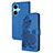 Custodia Portafoglio In Pelle Fiori Cover con Supporto Y01X per Oppo K11 5G Blu