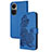 Custodia Portafoglio In Pelle Fiori Cover con Supporto Y01X per Oppo Reno10 5G Blu