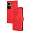 Custodia Portafoglio In Pelle Fiori Cover con Supporto Y01X per Oppo Reno10 5G Rosso