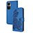 Custodia Portafoglio In Pelle Fiori Cover con Supporto Y01X per Oppo Reno10 Pro 5G Blu