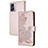 Custodia Portafoglio In Pelle Fiori Cover con Supporto Y01X per Realme V23 5G Oro Rosa